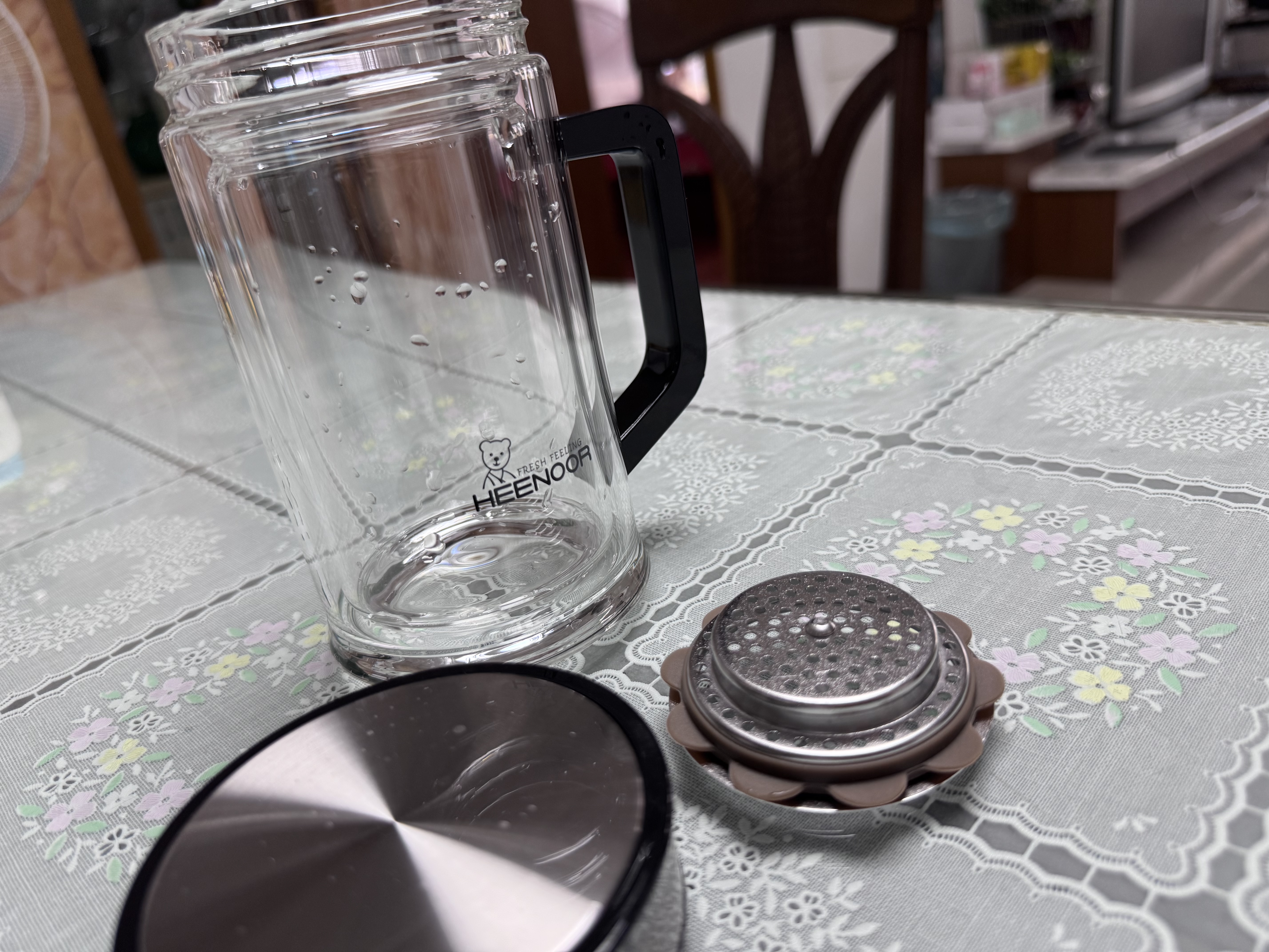 希诺双层玻璃杯带把手高档泡茶杯子男办公室水杯节日礼物XN-9005 实拍图
