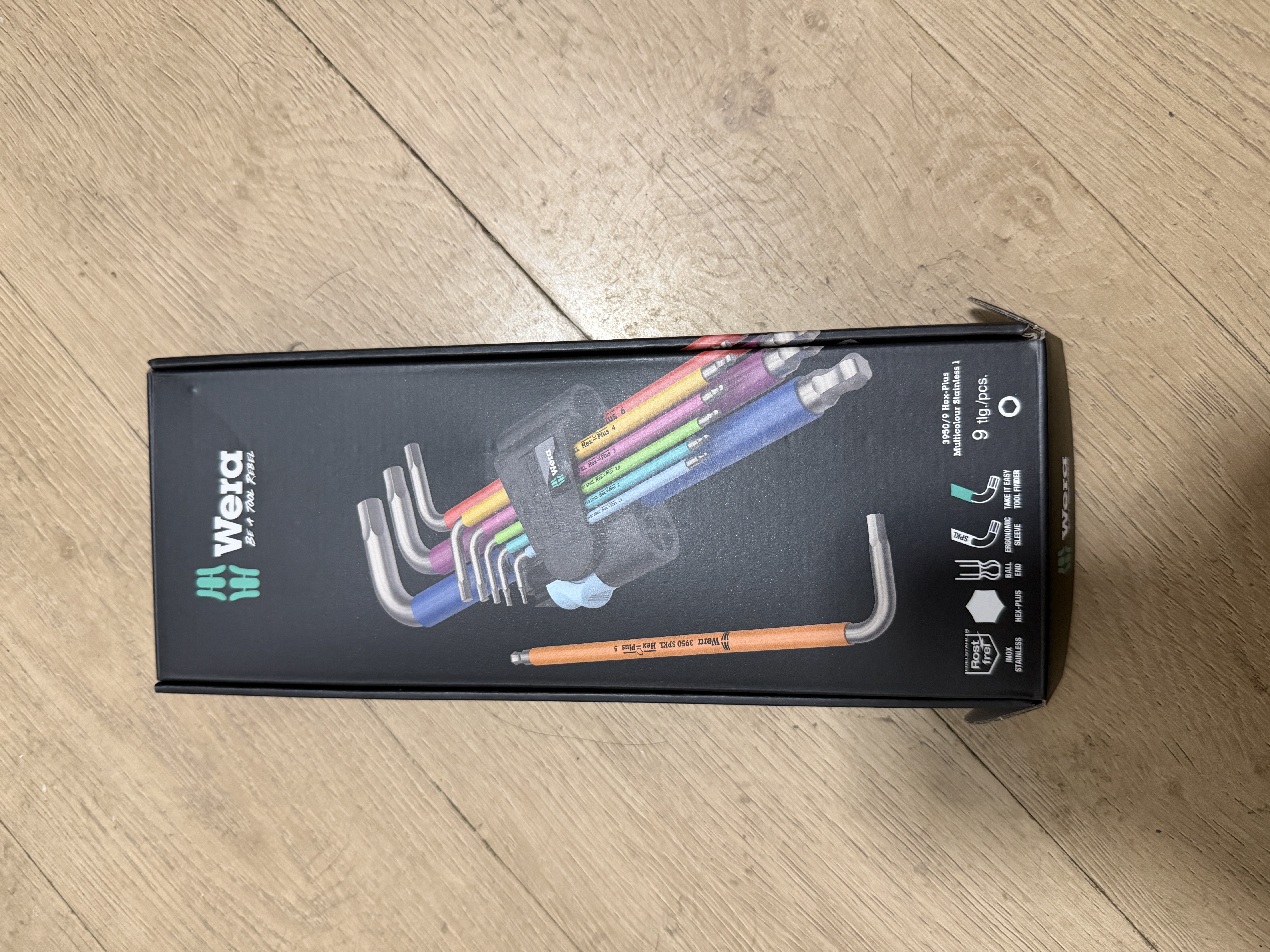 维拉（WERA）内六角扳手套装加长进口球头平头梅花短款扳手德国自行车维修工具 3950彩色不锈钢内六角【9件】05022669001 实拍图
