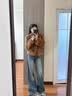 深海屿进口saga皇冠狐狸毛皮草外套女士V领短款潮流毛毛外套大衣年轻款 晕染琥珀色 M 均码（90-120斤） 实拍图