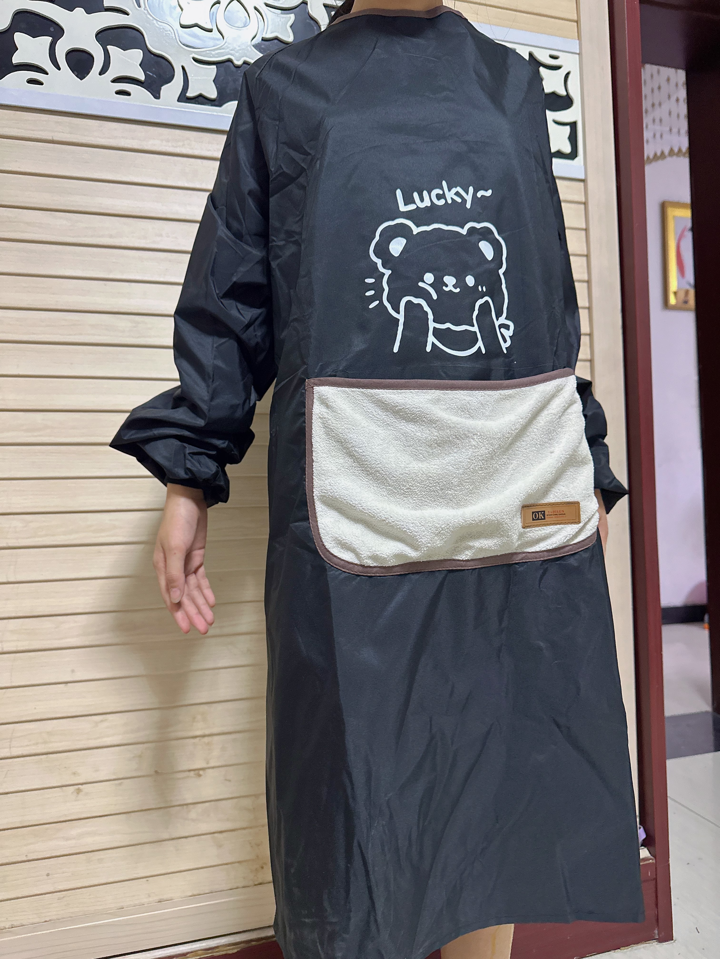 光多拉围裙长袖罩衣厨房家用高级带袖防水防油男女士专用炒菜工作服围裙 实拍图