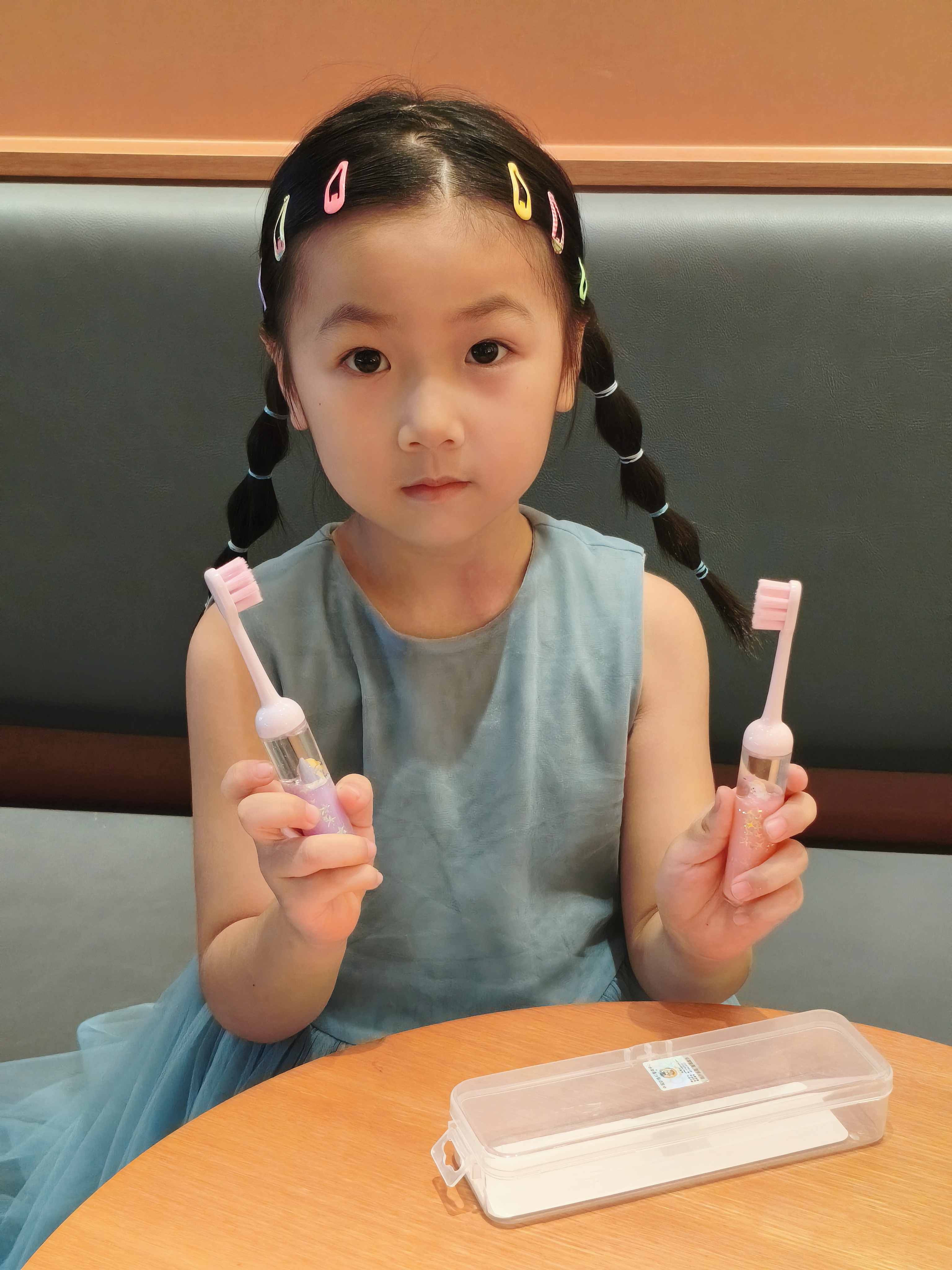 马博士儿童牙刷含氟婴儿软毛牙刷宝宝口腔清洁2支装粉色+紫色 实拍图