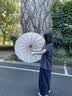 爱上雨24骨雨伞长柄男女士家用大号自动加固结实抗风暴雨专用定制直杆伞 全纤维中棒-加大-24骨梧桐米 实拍图