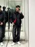 主意范（ZHUYIFAN）夹克男飞行员春秋cleanfit休闲整套立领棒球服外套短款工装冲锋衣 黑红色【升级款男女皆可穿】 L 110-130斤 实拍图