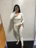 猫人26秋冬V领蕾丝羊毛轻塑美体无痕保暖内衣女修身显瘦秋衣秋裤套装 实拍图
