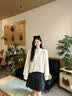珂梵奢高级感纯色开衫毛衣女纯羊绒新中式复古盘扣女上衣羊绒针织衫外套 纯洁白 L 110-120斤 晒单实拍图