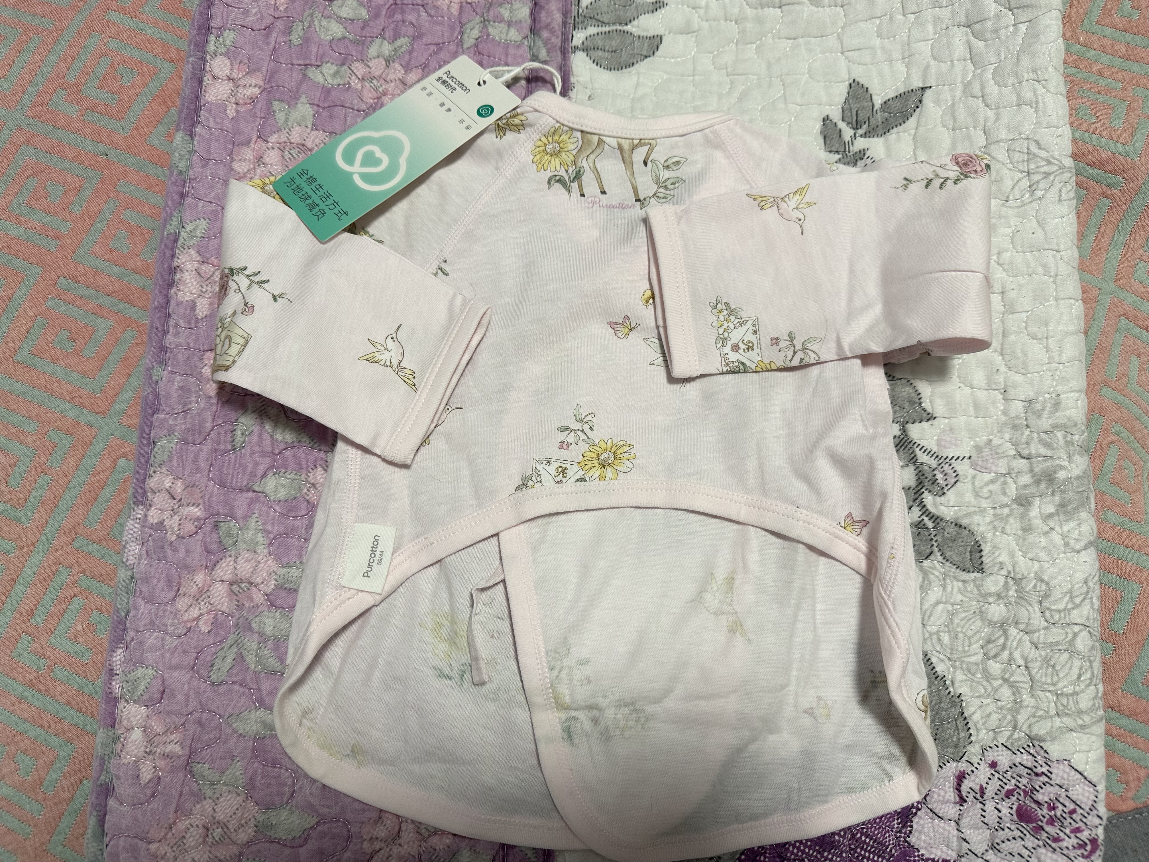 全棉时代婴儿衣服新生儿半背衣无骨纯棉宝宝和尚服针织护肚上衣四季长袖 实拍图