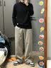 马克华菲（MARK FAIRWHALE）针织衫男秋冬新款男士韩版中领修身时尚毛衣打底衫男士上衣黑 XL 实拍图