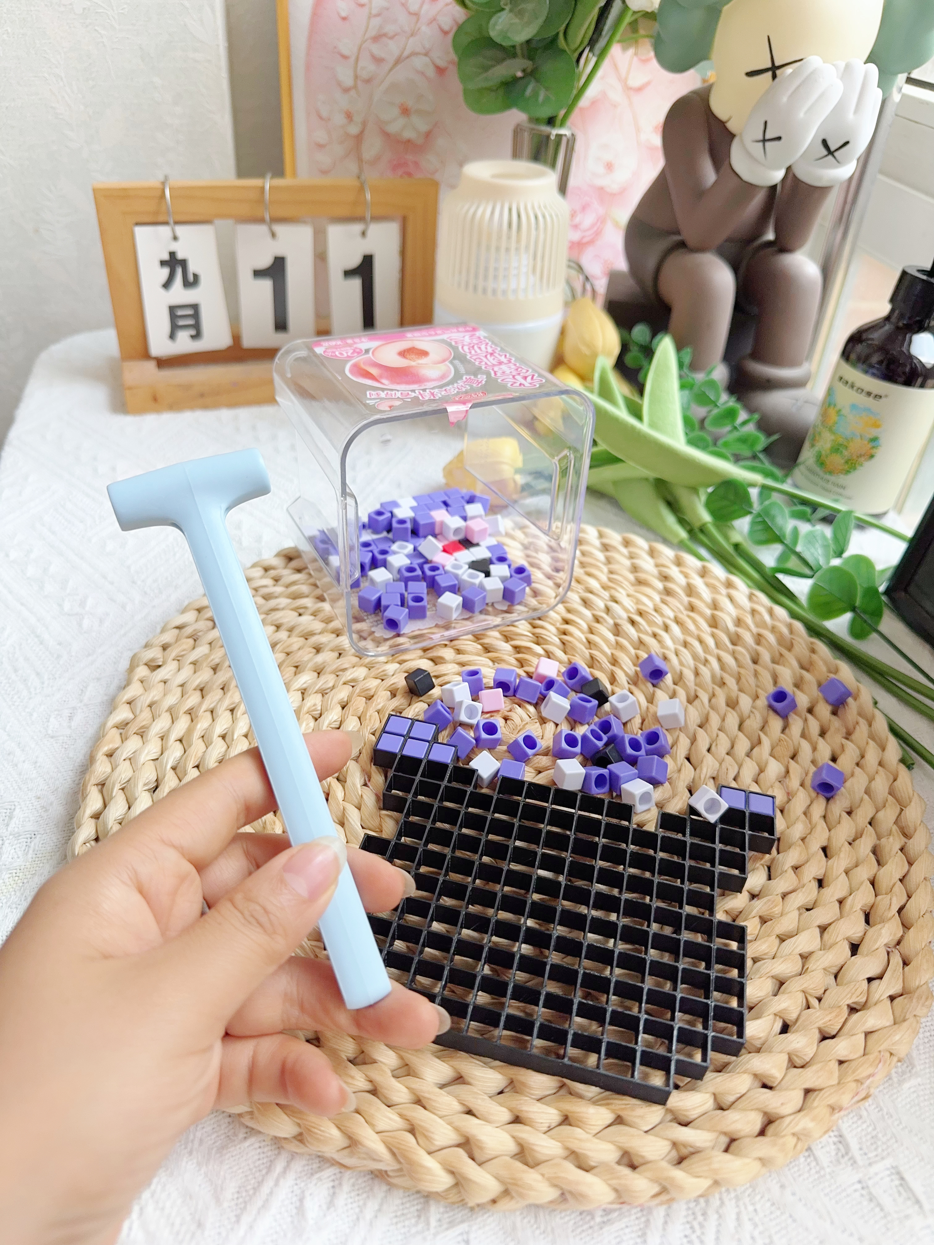 尚美贝贝儿童敲拼豆豆玩具套装手工diy材料包益智拼装搭男孩女孩生日礼物 实拍图