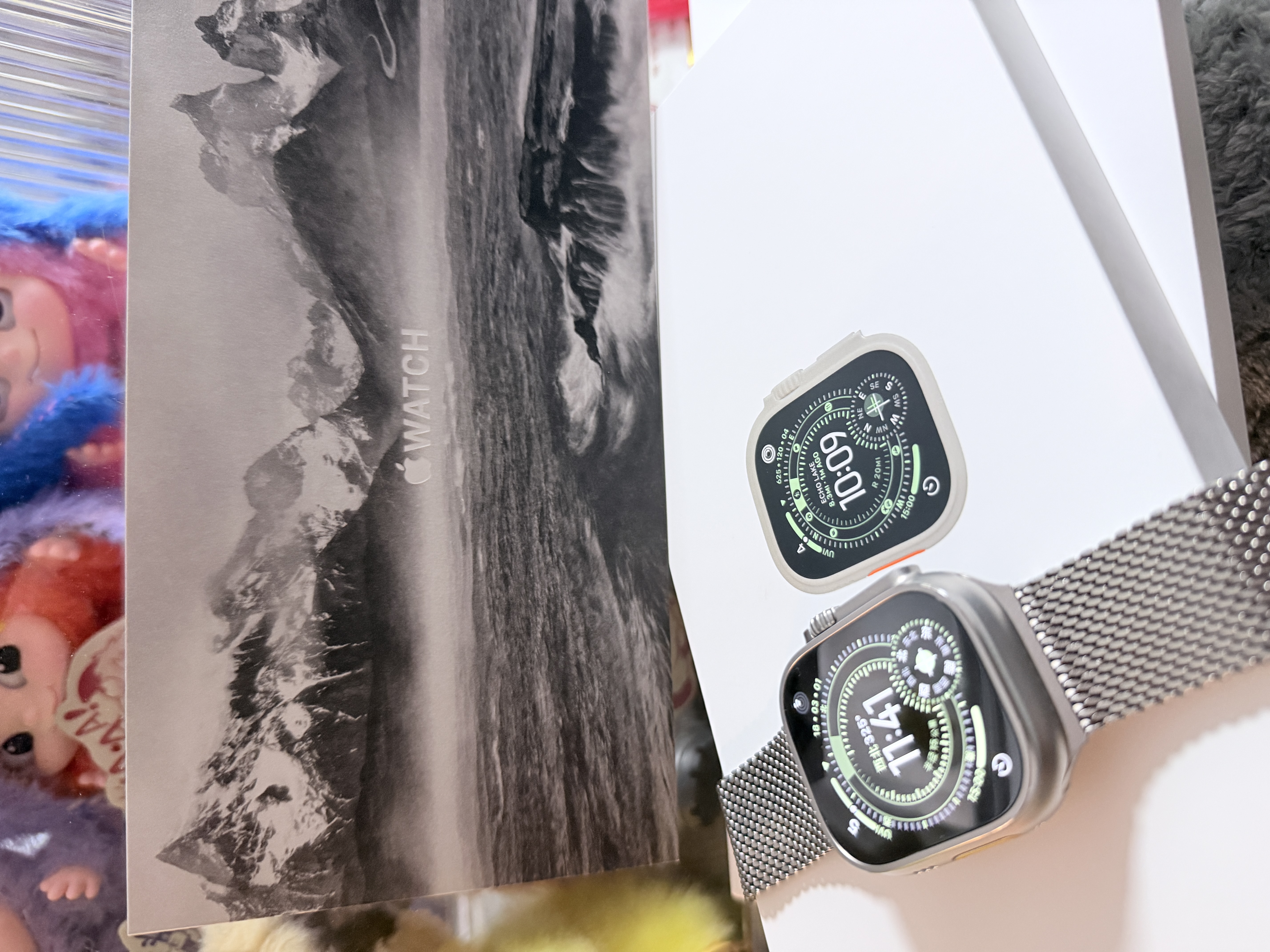 【京东健康关爱版】Apple/苹果Watch Ultra3 蜂窝款49毫米原色钛金属表壳浅蓝色高山回环式表带L 实拍图