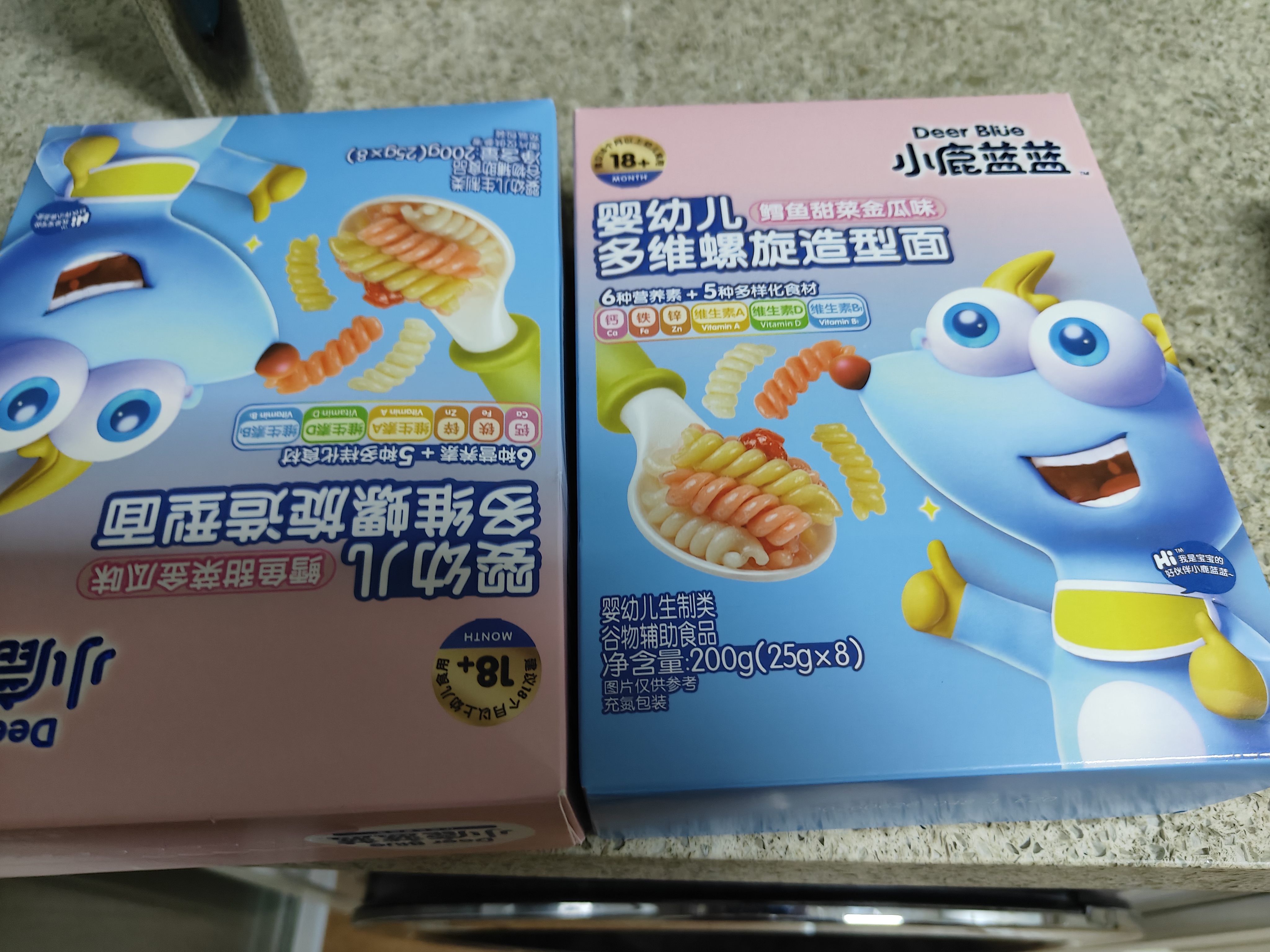 小鹿蓝蓝婴幼儿面条 多维螺旋造型面 鳕鱼甜菜金瓜味200g 钙铁锌无盐面条 实拍图