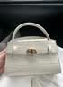 CHARLES&KEITH鳄鱼纹凯莉包手提斜挎婚包包女包生日礼物送女友CK2-50270880-1 Ivory象牙色 S 实拍图
