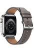 MSSM适用苹果手表表带apple watch小牛皮iwatchS12/S11/10/9/8/SE3/ultra4/3针扣真皮表带 大象灰38-42 实拍图