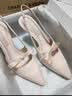CHARLES&KEITH缎面蝴蝶结尖头高跟凉鞋女生日礼物送女友CK1-60361556 Light Pink浅粉色 38 实拍图