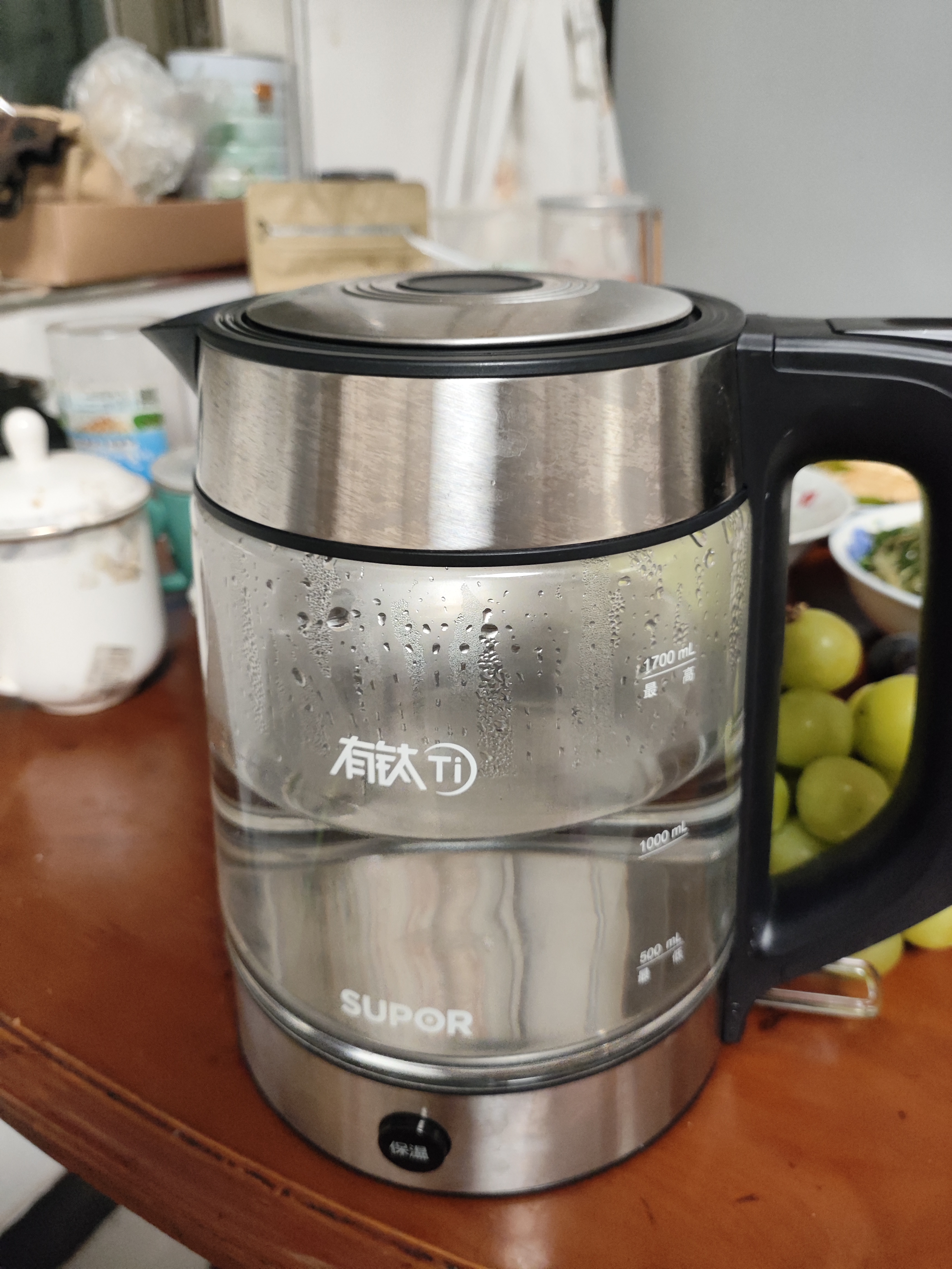 苏泊尔【有钛 一键保温】1.7L大容量电热水壶烧水壶开水壶大功率煮水 高硼硅玻璃内胆SW-17Q29P 实拍图