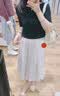优衣库雪纺打褶中裙/女装半身裙裙子488811 01 乳白色 M 实拍图