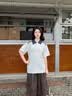 灿图学院风撞色polo衫短袖男款夏季条纹刺绣潮牌青少年美式复古半截袖 白灰色 XL 【建议120-140斤】 实拍图