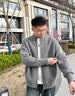 罗蒙（ROMON）针织衫男士秋冬休闲宽松落肩开衫毛衣保暖上衣外套男MY09灰色XL 实拍图