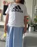adidas男女大童三条纹纯棉休闲运动正肩短袖T恤上衣阿迪达斯 白/黑色   140 实拍图