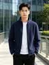 罗蒙（ROMON）夹克男秋季商务休闲大码保暖抓绒衣柔软摇粒绒外套男CS88深蓝XL 实拍图