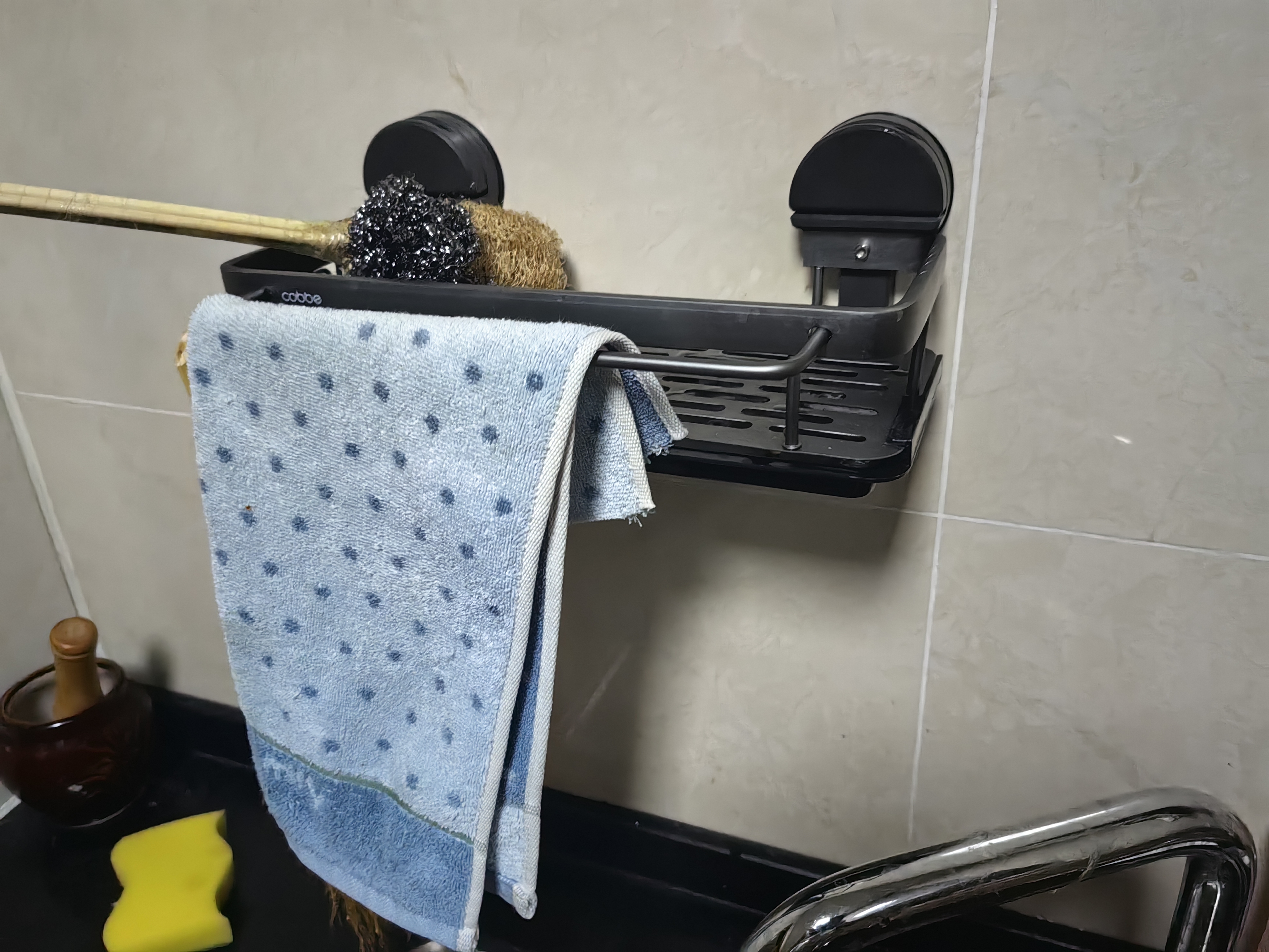 卡贝（cobbe）厨房置物架抹布架沥水架台面壁挂水槽洗碗布海绵收纳架厨房用具 实拍图