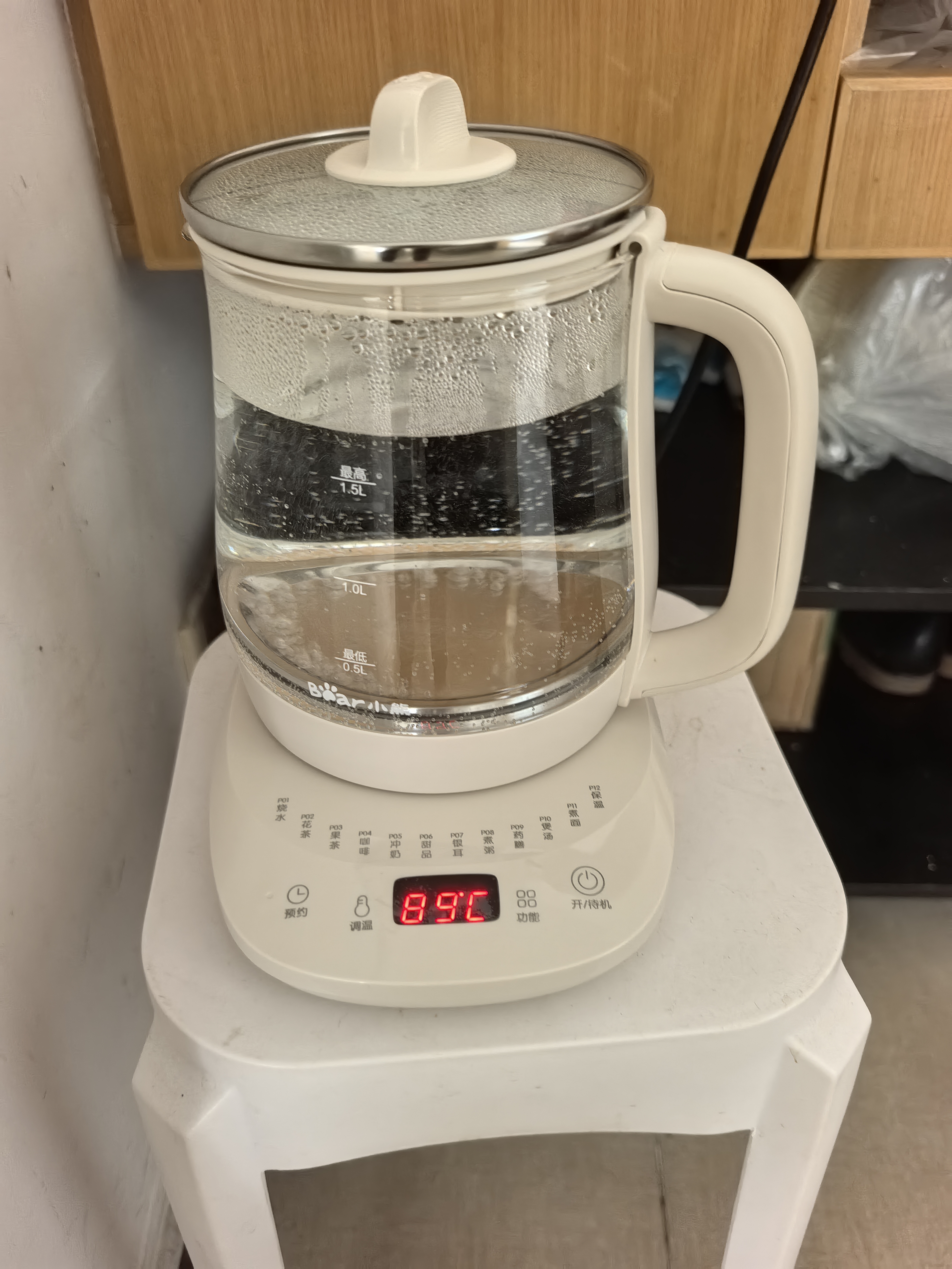小熊（Bear）养生壶 煮茶壶 恒温水壶 智能保温烧水一体电热水壶花茶壶 316L不锈钢母婴用 1.5L YSH-J15H8 实拍图