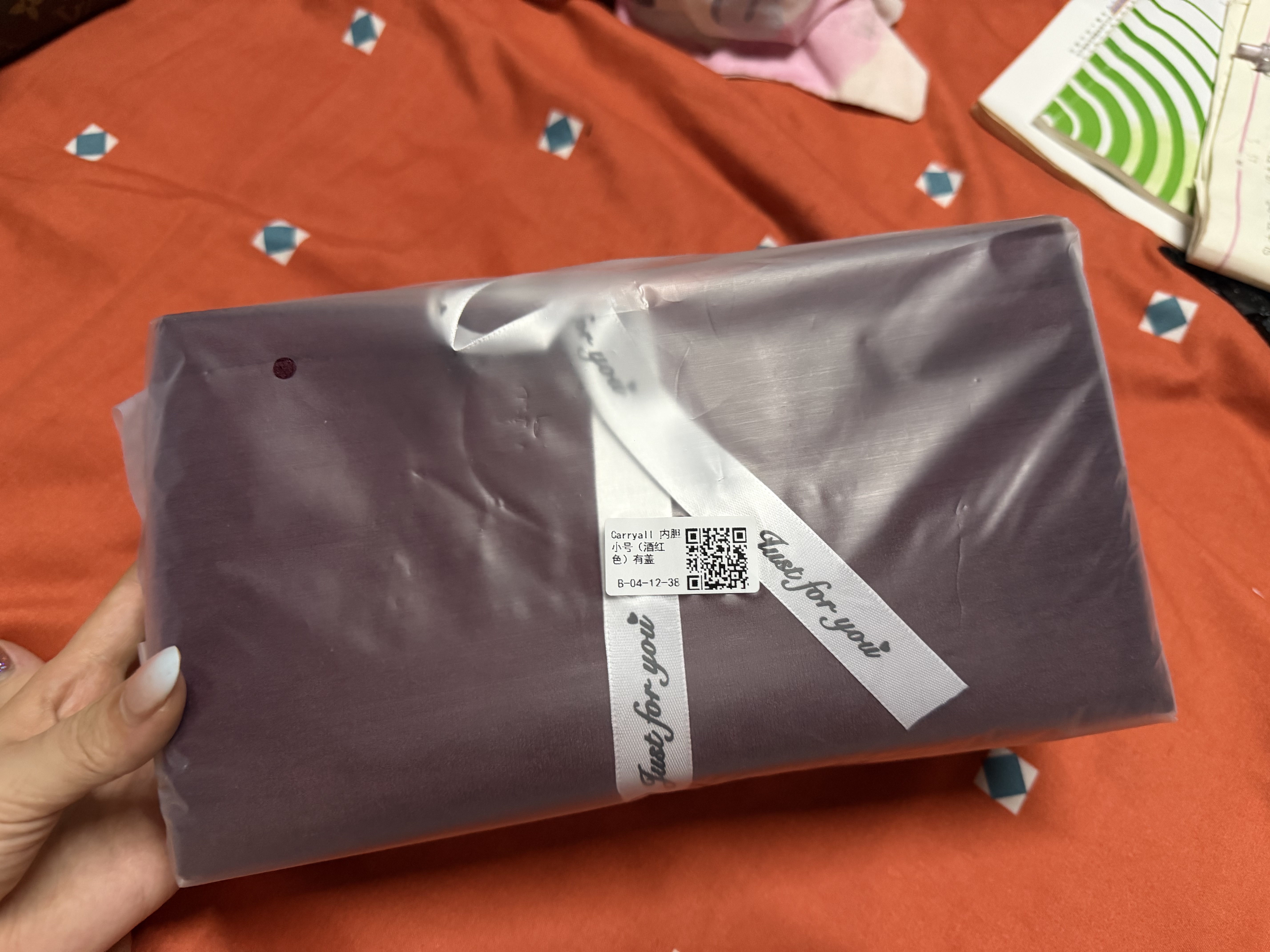 匠心手工坊carryall内胆包小号适用lv改造包中包收纳防变形内衬 酒红原版绒 实拍图