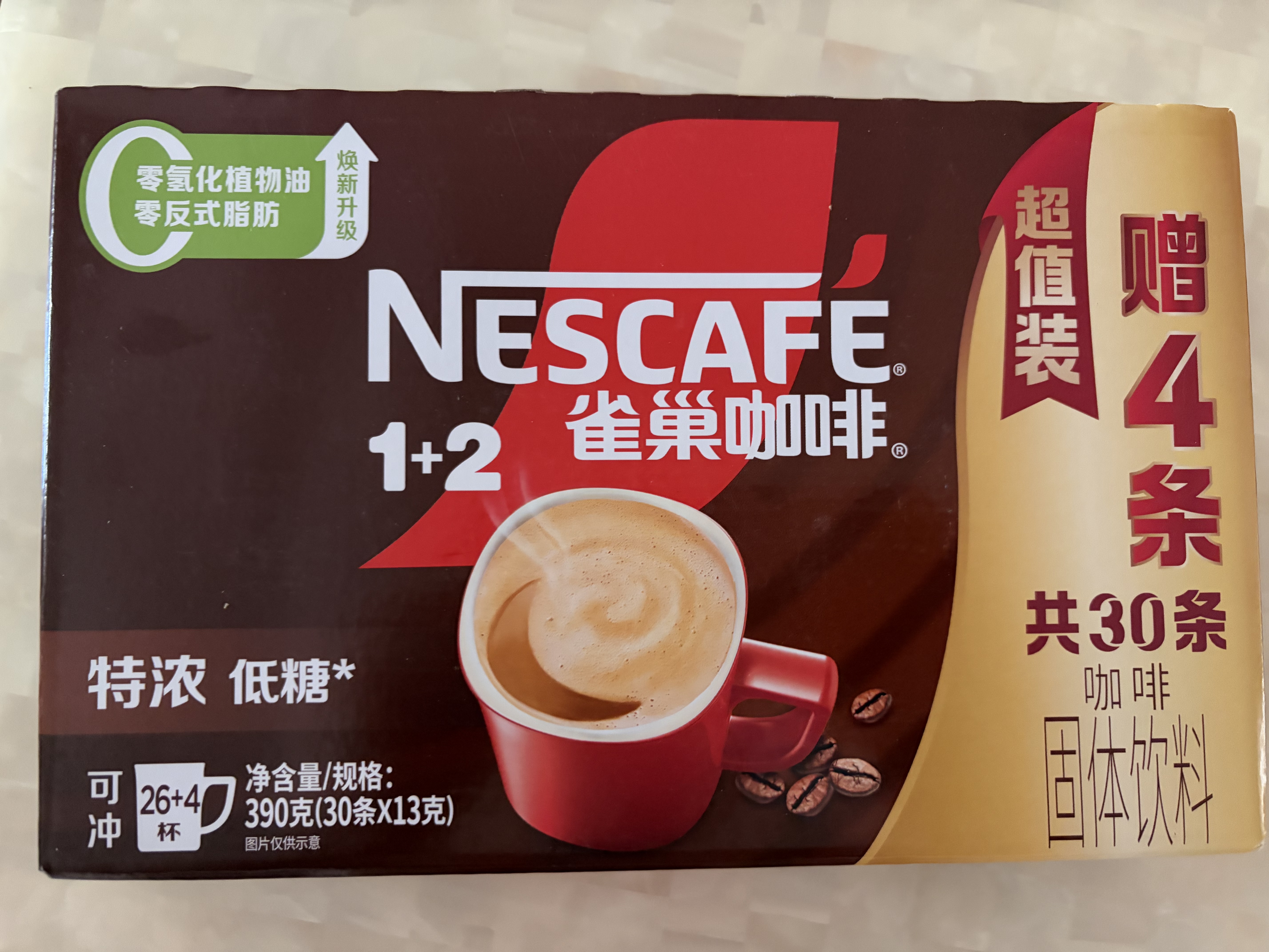 雀巢（Nestle）【樊振东同款】1+2特浓低糖*速溶咖啡三合一冲调饮品30条390g 实拍图