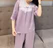 美标商场同款送礼真丝睡衣女春秋100%桑蚕丝绸本命年可外穿家居服夏 灰紫 L (165/88A) 实拍图