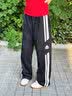 卡帕（Kappa）背靠背运动裤女士2026新款休闲条纹阔腿针织直筒裤子男K0F32AK05D 黑色-990 春夏款 M 实拍图