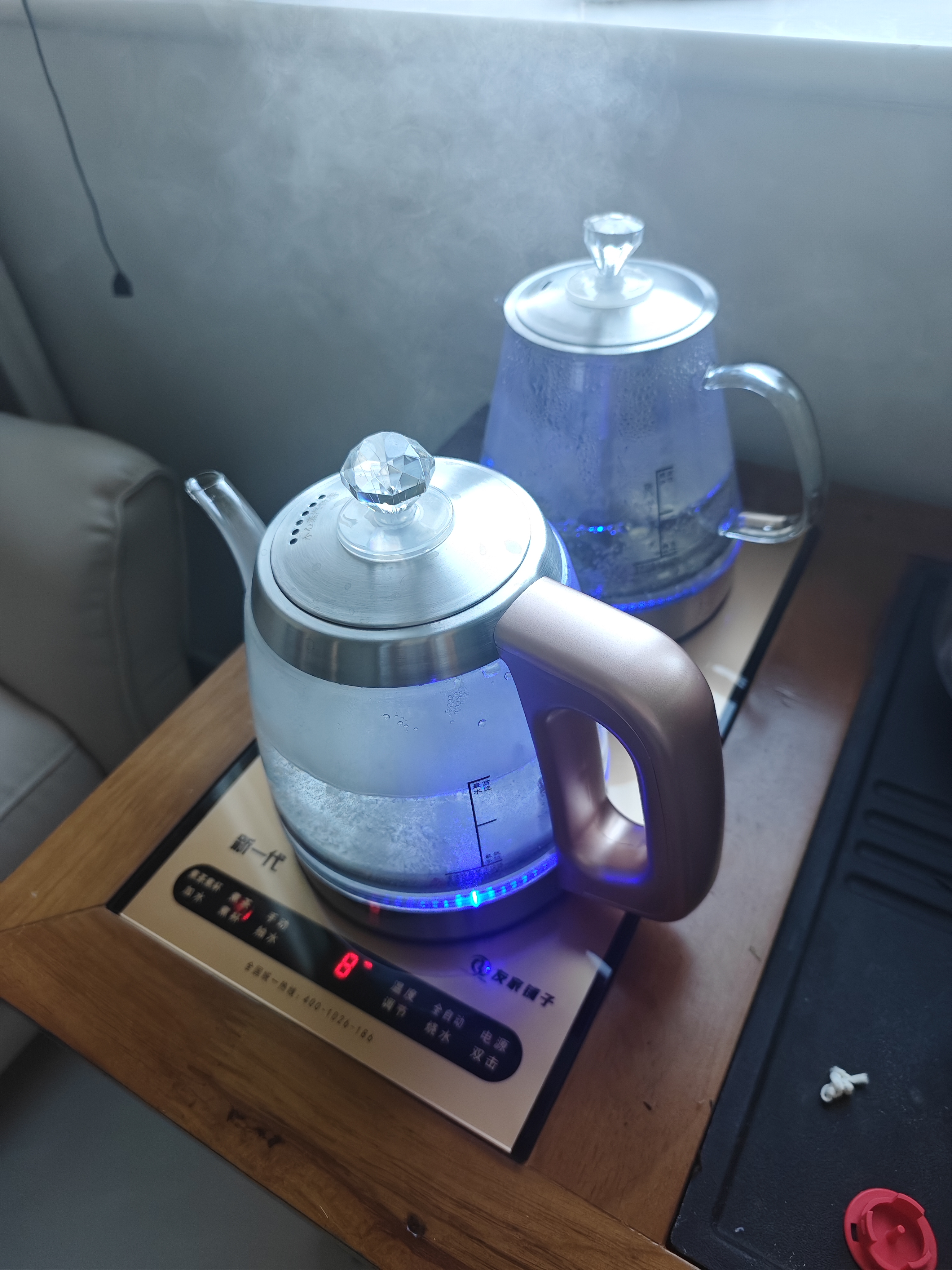 友家铺子（Biooner）全自动上水电热水壶 茶台烧水壶电茶壶家用办公茶桌茶具嵌入式一体电茶炉套装 1L （37*20cm）手柄双加水蒸茶款 实拍图