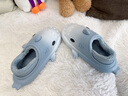 LATE TIME渐变鲨鱼儿童棉拖鞋男童包跟冬季室内保暖防滑女童宝宝毛绒拖鞋冬 白蓝 内长22cm 【220】适合34-35码脚穿 实拍图