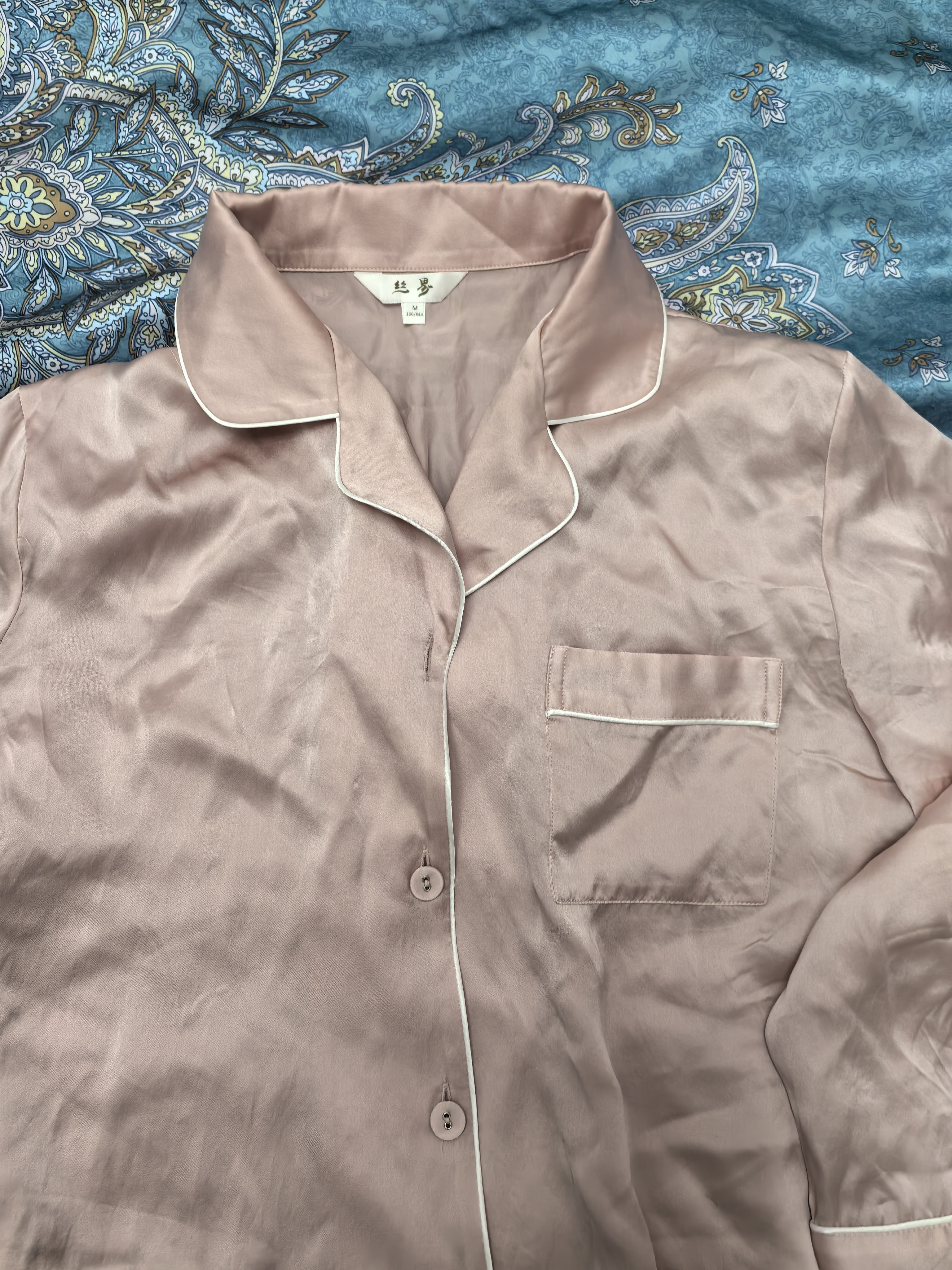 丝界真丝睡衣女100%桑蚕丝简约纯色舒适情侣休闲家居服丝绸套装礼物 实拍图