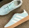 adidas「T头鞋」BARREDA休闲板鞋德训鞋男女阿迪达斯官方轻运动   薄荷绿/汉玉白/树脂黄   38 实拍图