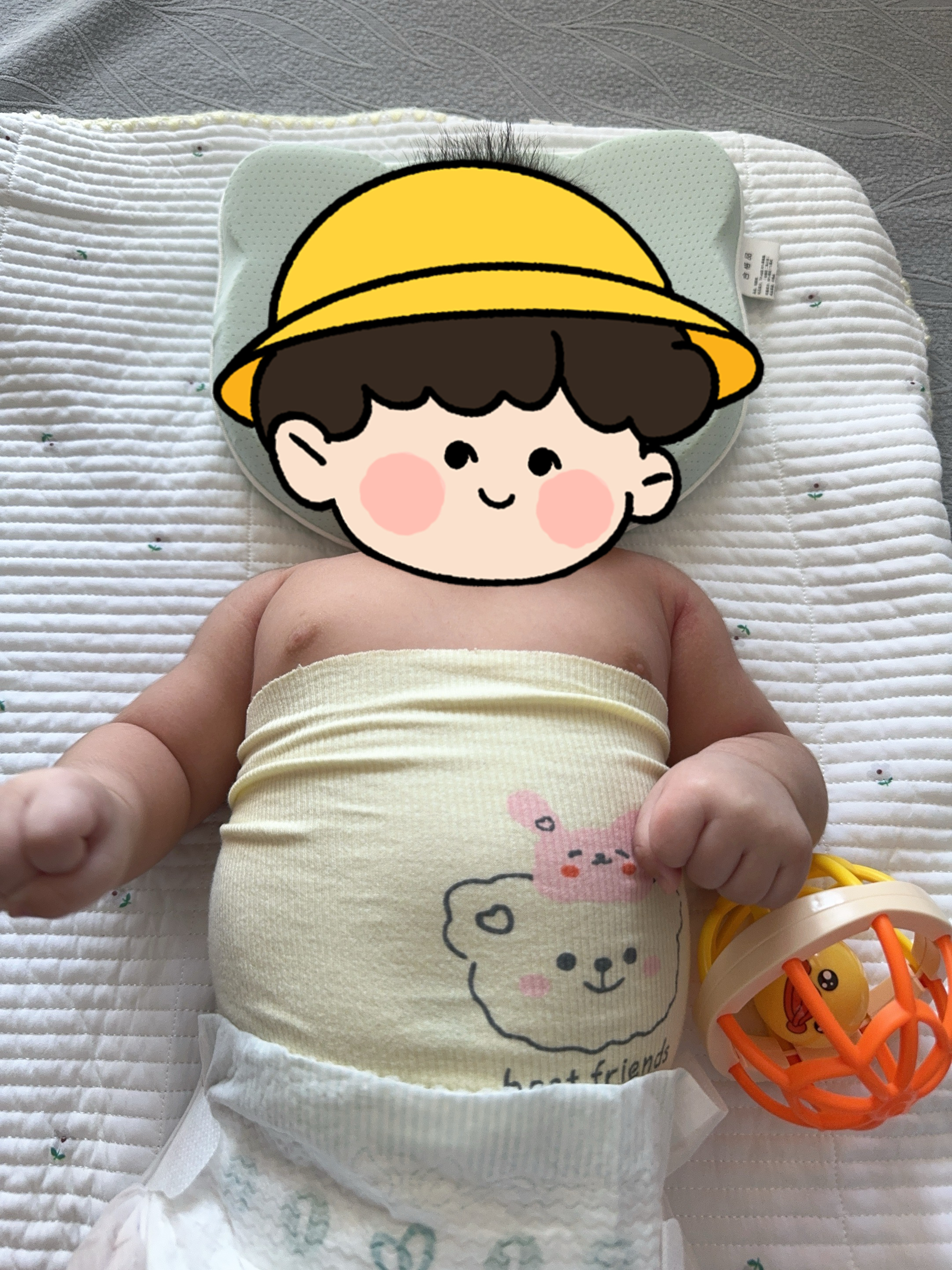 新生婴儿肚围护肚子防着凉夏季薄款初生0一6月宝宝半背一体式肚兜 不卷边不勒腹蓝黄白半背3条装 均码 0-1岁 实拍图