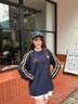 卡帕（Kappa）纯棉长袖t恤女秋新款宽松卫衣美式复古撞色球衣上衣男K0FY2TC01D 【复古撞色 | 潮酷球衣】暗夜蓝黑 2XL 185 尺码偏大，建议拍小一码 实拍图