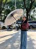 爱上雨24骨雨伞长柄男女士家用大号自动加固结实抗风暴雨专用定制直杆伞 全纤维中棒-加大-24骨梧桐米 实拍图