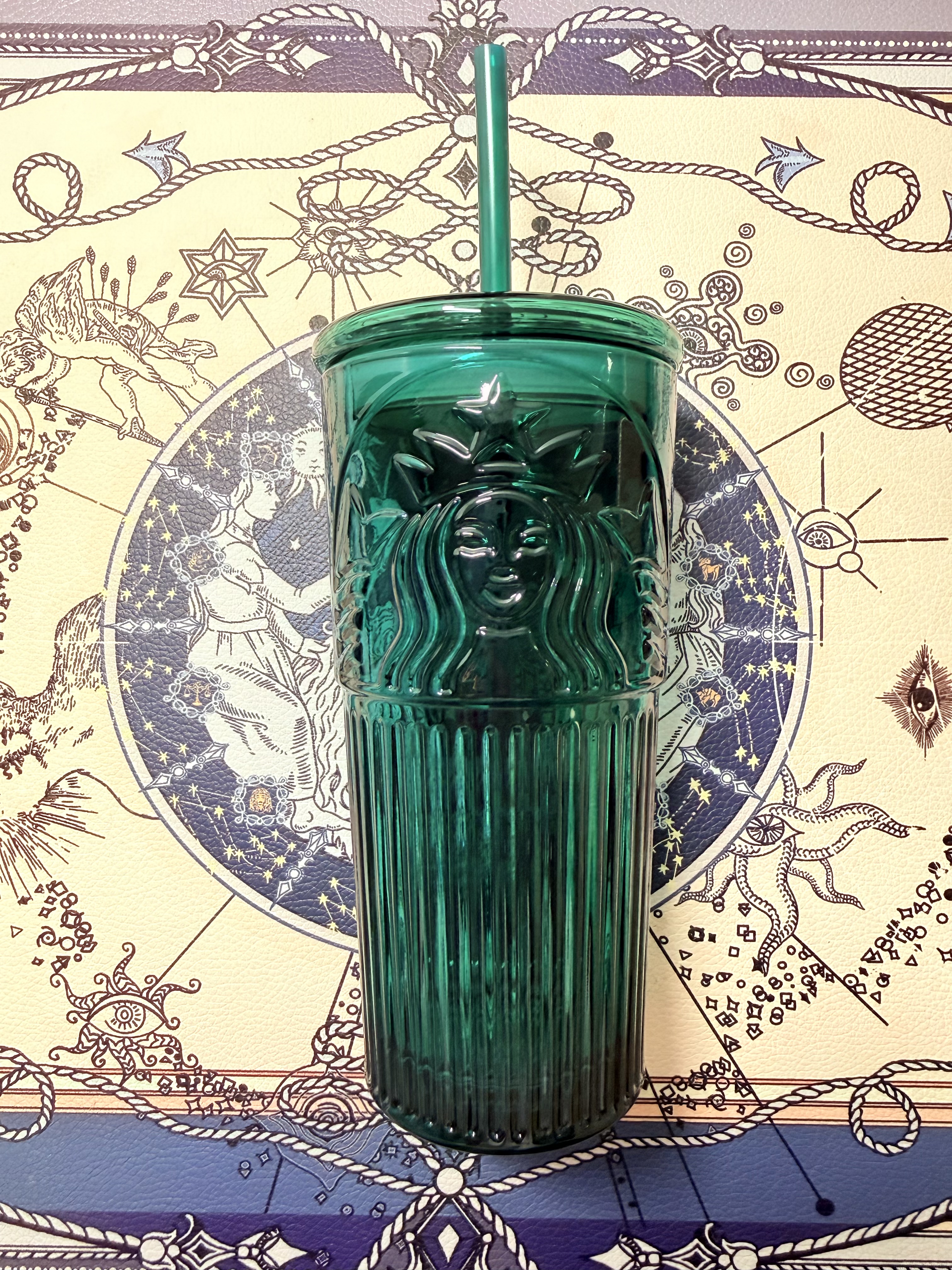星巴克（Starbucks）墨绿色女神款玻璃杯550ml吸管杯办公室复古冷水杯节日礼物 实拍图