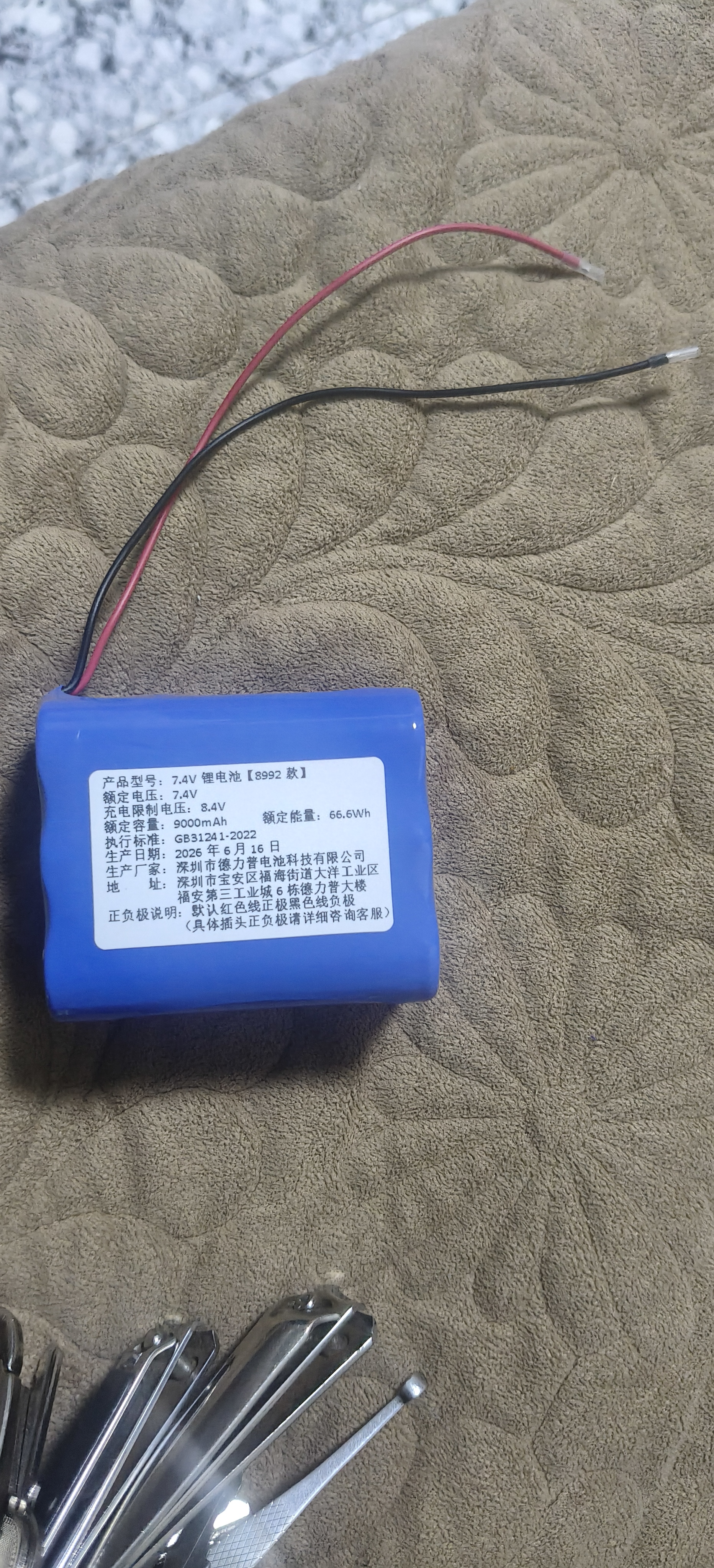 德力普（Delipow）18650锂电池组7.4V 9000mAh大容量充电电池适用扩音器/收音机/唱戏机/户外音响/太阳能灯/玩具车等 实拍图