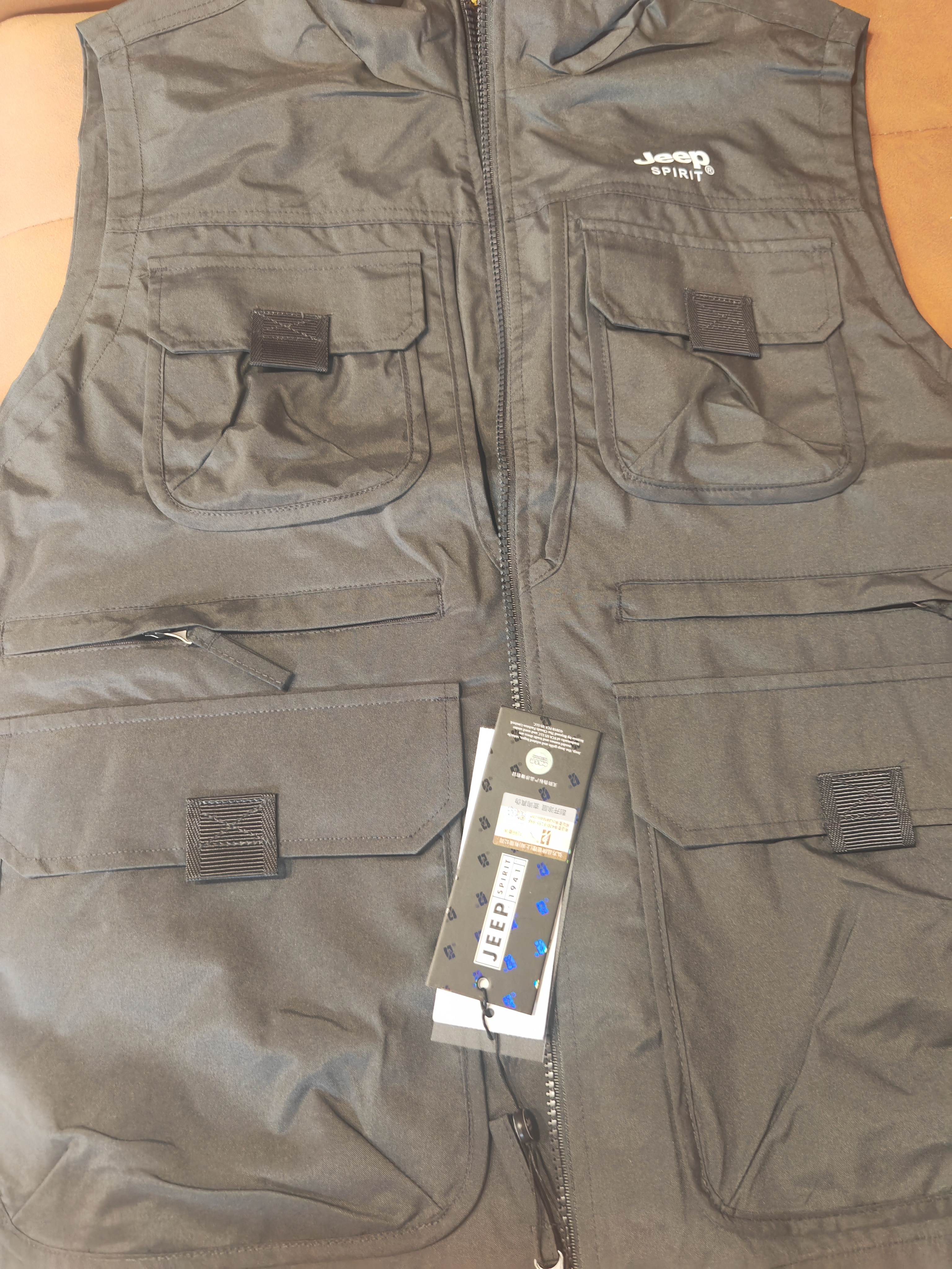 JEEP SPIRIT吉普马甲男士春秋夏宽松钓鱼多口袋坎肩工装背心外套 灰色 XL 实拍图