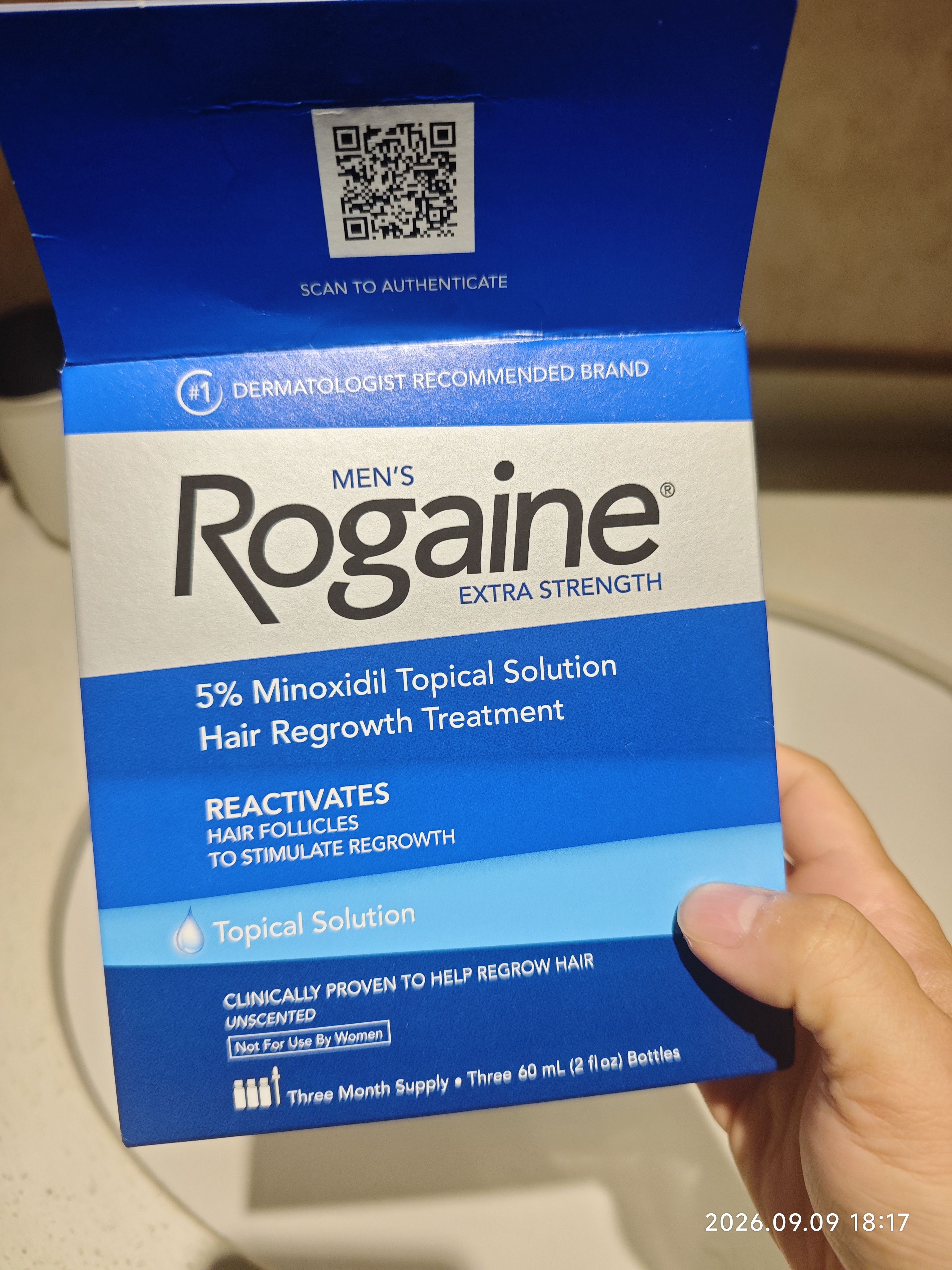 培健（Rogaine）落健米诺地尔酊 5%男士专用生发液滴剂米诺地尔原研药进口  60ml*3瓶 实拍图