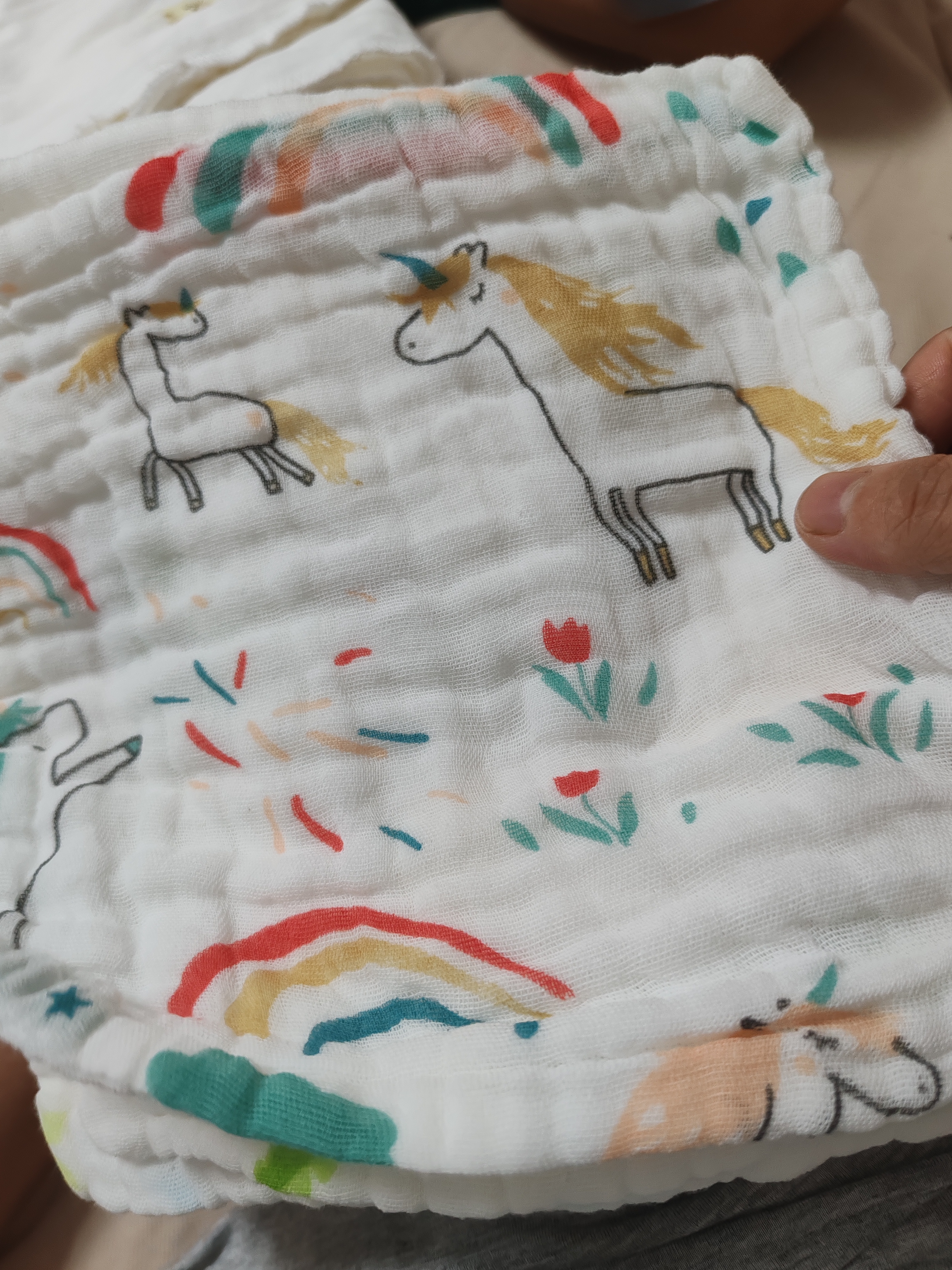 纯棉纱布方巾柔软吸水儿童毛巾印花口水巾高密婴幼儿A类幼儿园 10条六层纱布图案随机搭配25*25 实拍图