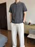 罗蒙中国风男装唐装亚麻短袖t恤套装男汉服男古装盘扣两件套唐装 灰白 M 晒单实拍图