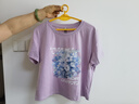 真维斯圆领宽松纯棉短袖t恤女春秋季新款短款小个子休闲t恤长袖上衣服GX 丁香紫-浅蓝油画 L 【舒适透气】 实拍图
