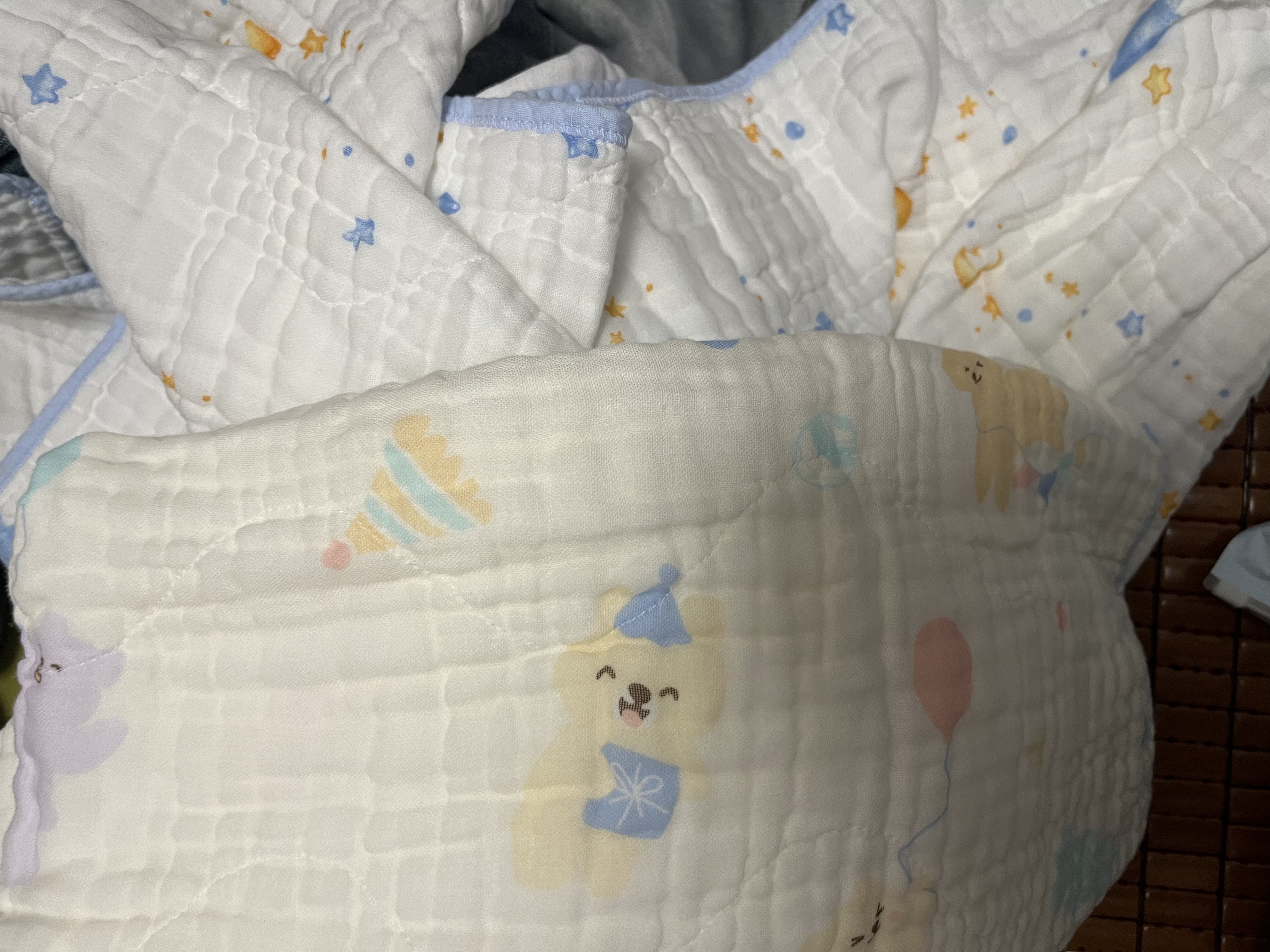 全棉时代婴儿纱布浴巾7A抗菌防螨纯棉宝宝新生儿童洗澡毛巾 其乐融融95cm 实拍图