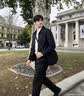 罗蒙外套男秋季商务男士翻领行政夹克上衣干部厅局风爸爸装i8藏青XL 实拍图