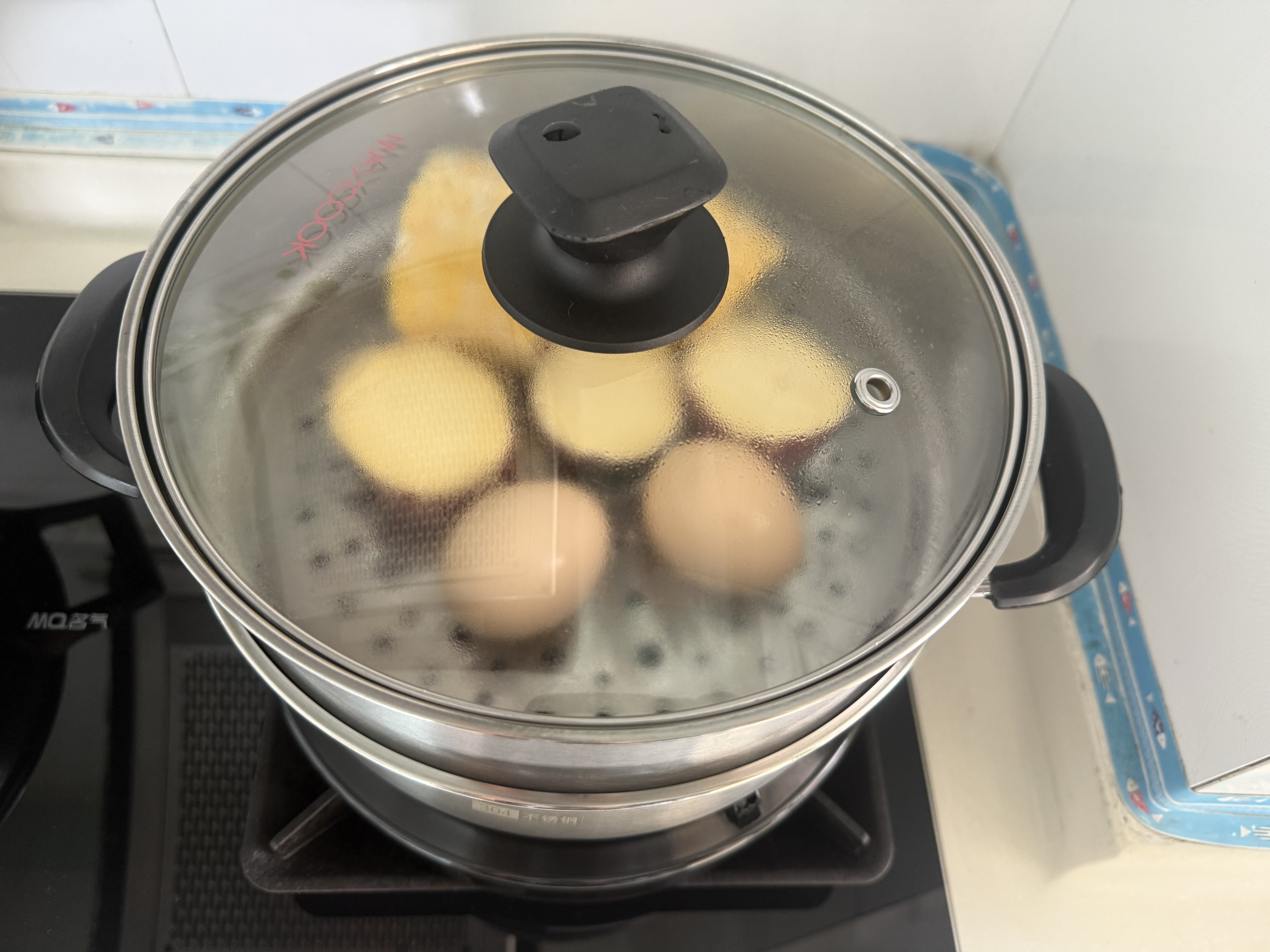 美厨（MAXCOOK）汤锅蒸锅 304不锈钢二层汤煲双层汤蒸锅蒸屉蒸格炖锅22cm MCT8763 实拍图