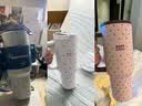 ROSYDOEDIANRDD多喝热水 大容量冰霸杯保温杯保冷杯吸管杯实用礼物伴手礼水杯 蓝色星星+牛仔蓝背带 实拍图