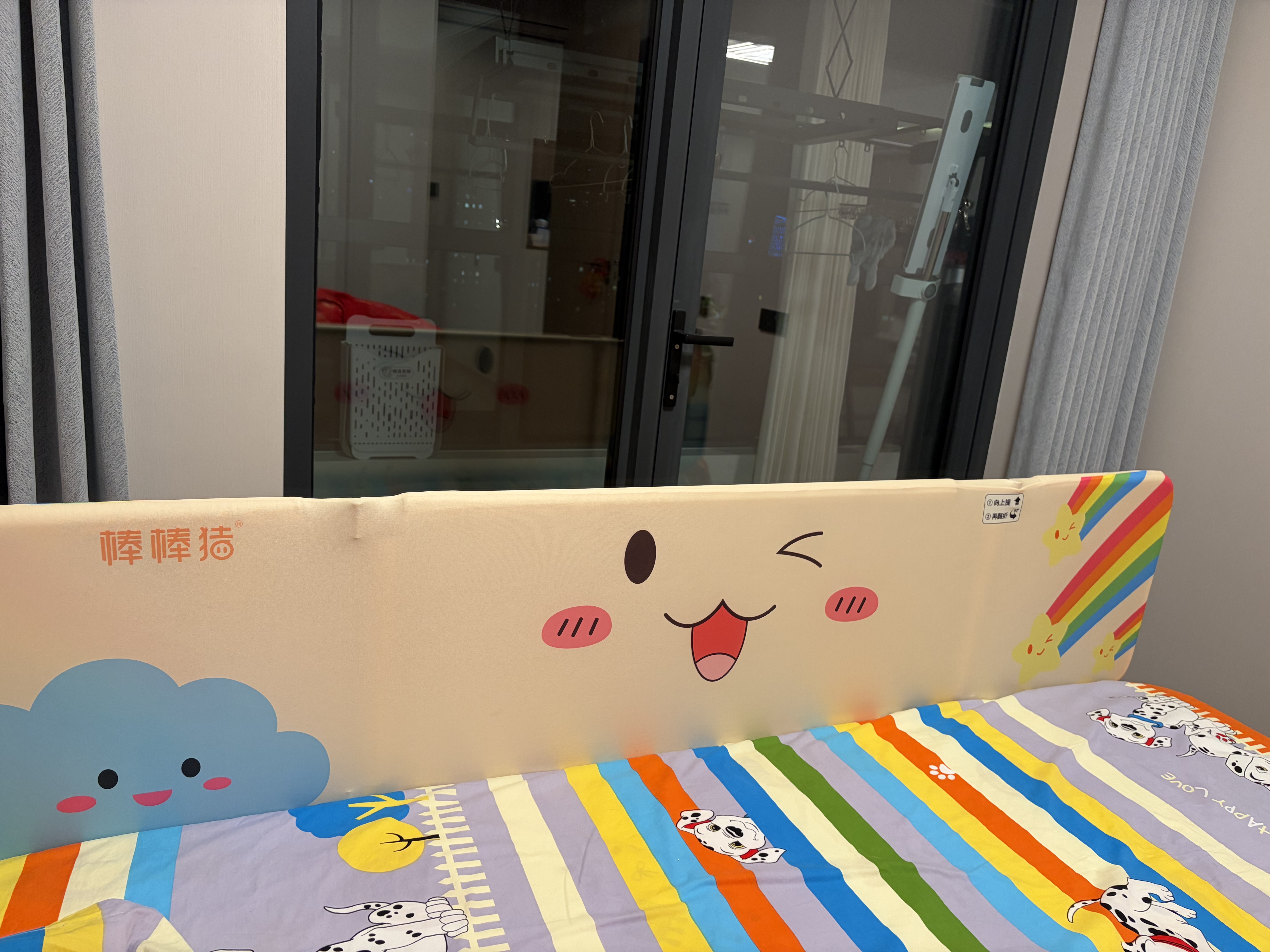 棒棒猪免安装床围栏宝宝防摔防护栏床上免钉便携可折叠床护栏1.75米单面 实拍图