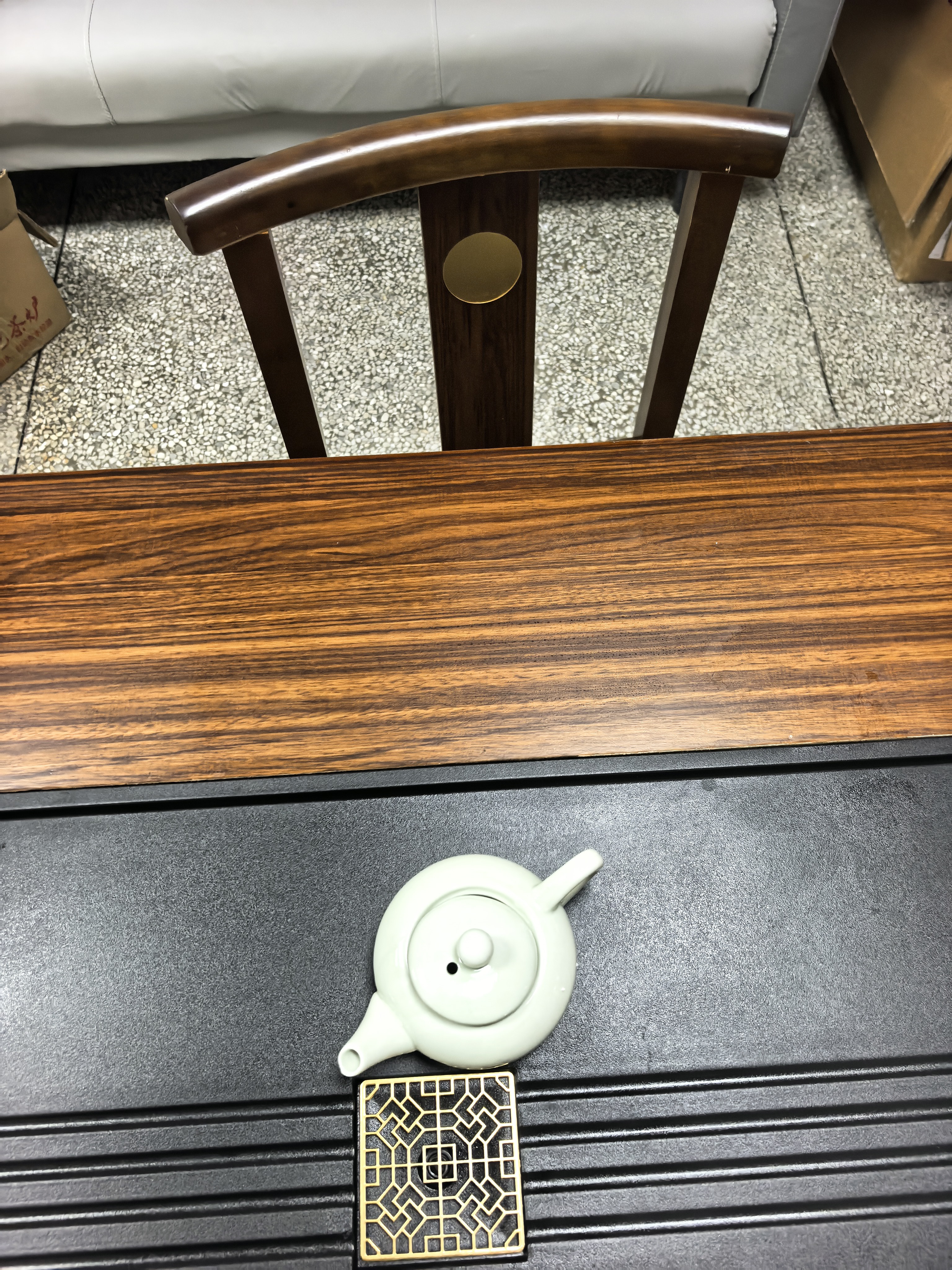 赣荣大板茶桌椅组合一桌五椅新中式茶几简约茶几办公室阳台家用泡茶台 抽屉款石盘大板1围椅4月牙椅 1.6米新中式四抽屉款 实拍图