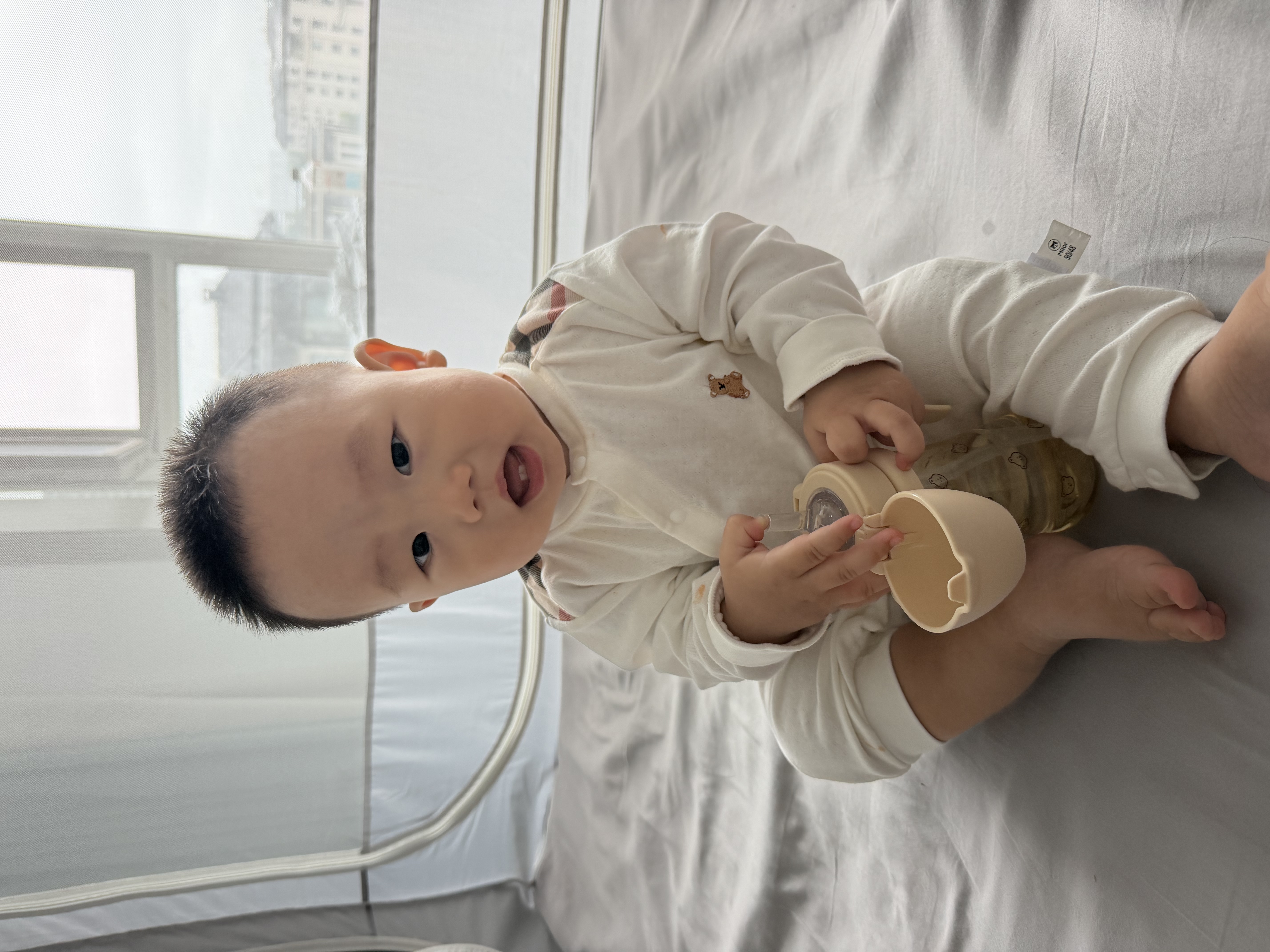 Grosmimi格罗咪咪吸管杯婴儿童水杯学直饮杯吸管奶瓶6-12月1-3岁以上通用 泡泡熊(重力球+直管) 300ML 实拍图